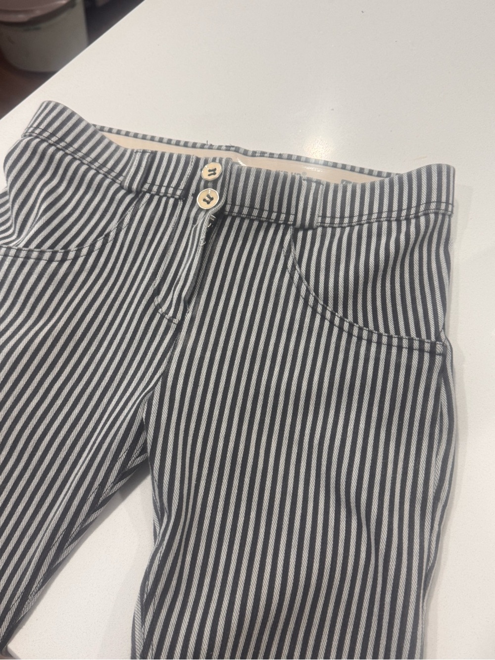 Freddy Black & White Striped Knit Pants mid rise
